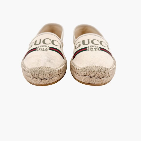 Gucci Interlocking GG Espadrille EU 37.5 US 7.5 Beige Web Stripe Logo Canvas - Picture 6 of 14